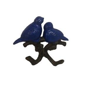 Cast Iron Bluebirds Branches Double Wall Hook Towel Hat Coat Hanger Farmhouse